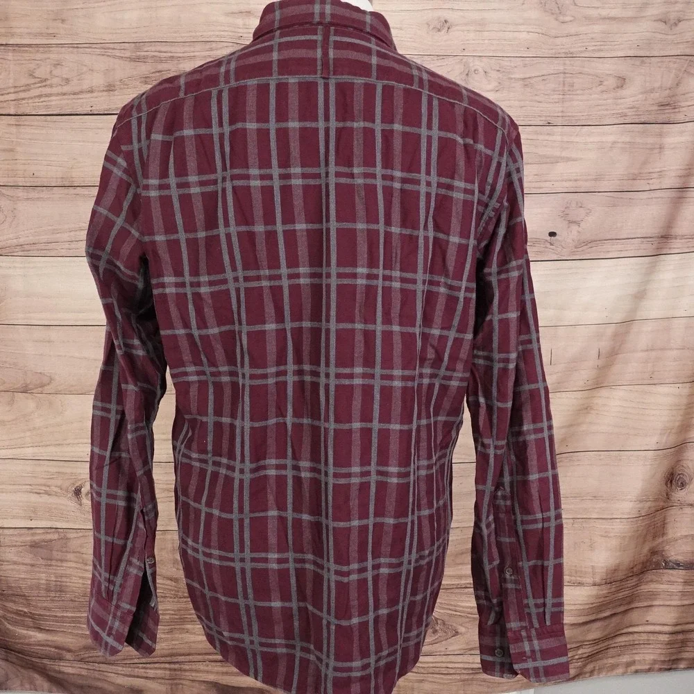 Banana Republic Shirt M Red Plaid Long Sleeve‎ Button-Up Luxe Flannel Camden Fit
